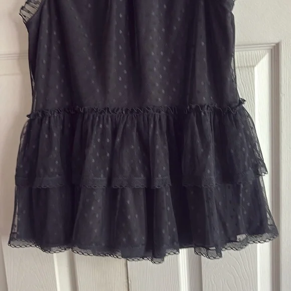 Kate Spade Embroidered Black Sleeveless Top Ruffles Tassels - Picture 6 of 7